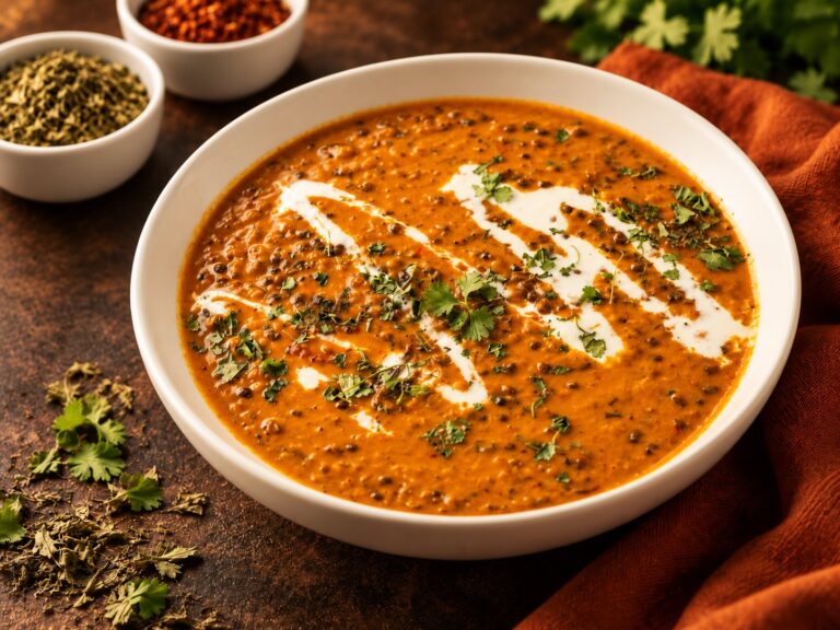 Creamy dal makhani with coriander